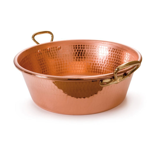 Mauviel M'PASSION Hammered Copper Jam Pan With Brass Handles, 17.3-Qt